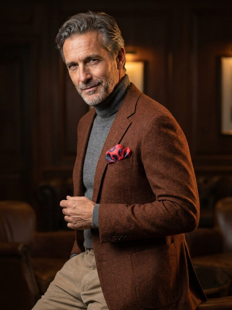 Fazzoletto da taschino rosso corallo lana/cashmere HEBE