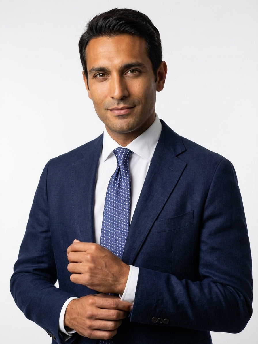 Cravatta 3 pieghe DEBHOR in seta stampata grigio