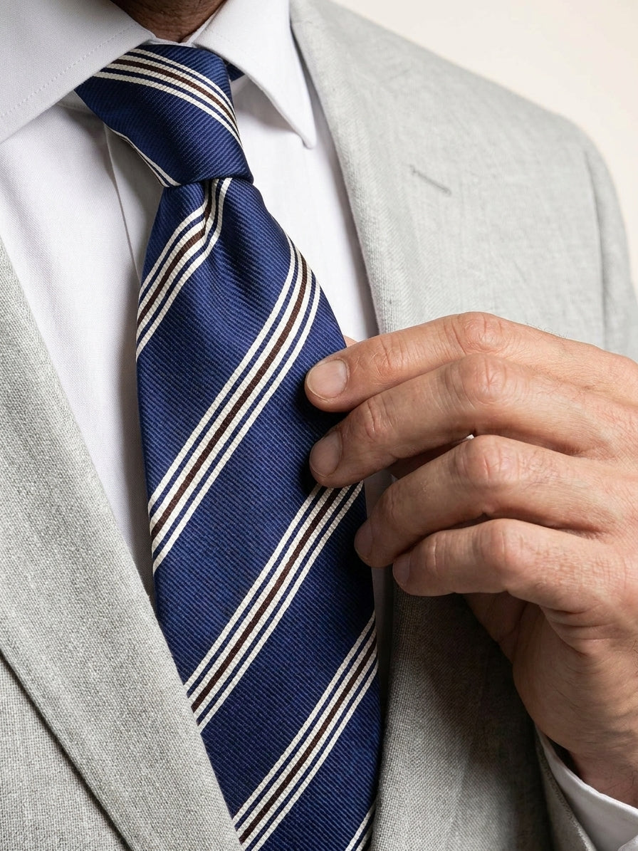 Cravatta 3 pieghe VERTUS in seta jacquard Blu