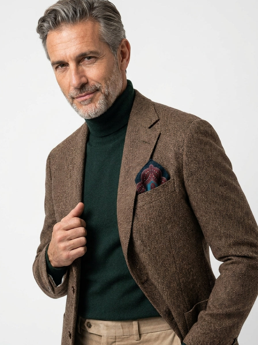 Fazzoletto da taschino verde lana/cashmere HEBE