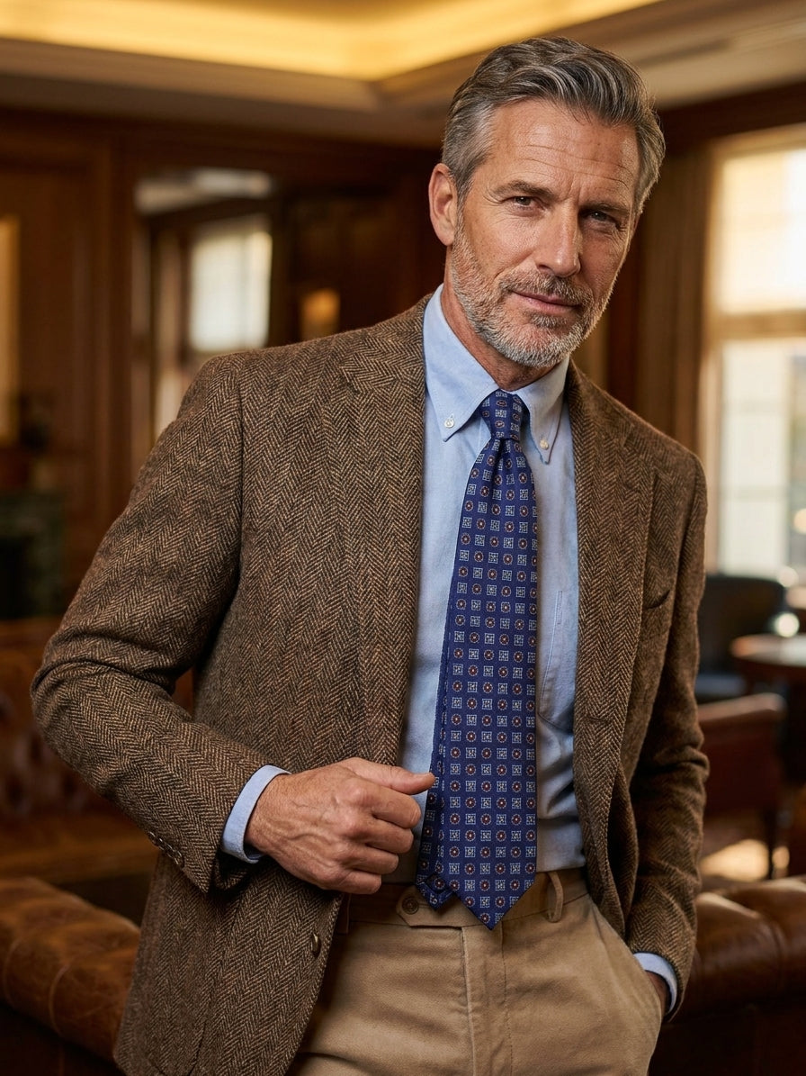 Cravatta 3 pieghe SALFRIEL in seta madder blu navy