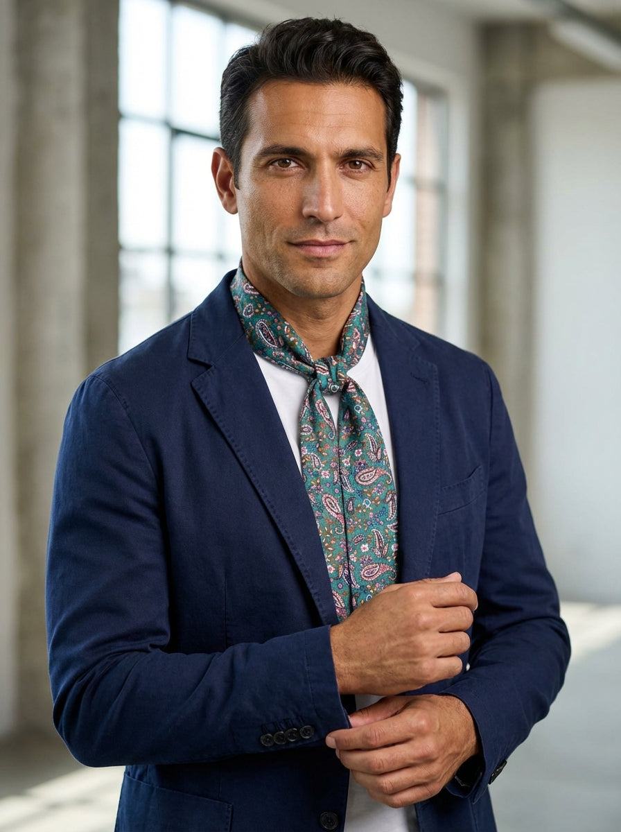 Foulard twilly verde in seta panama ABISSO