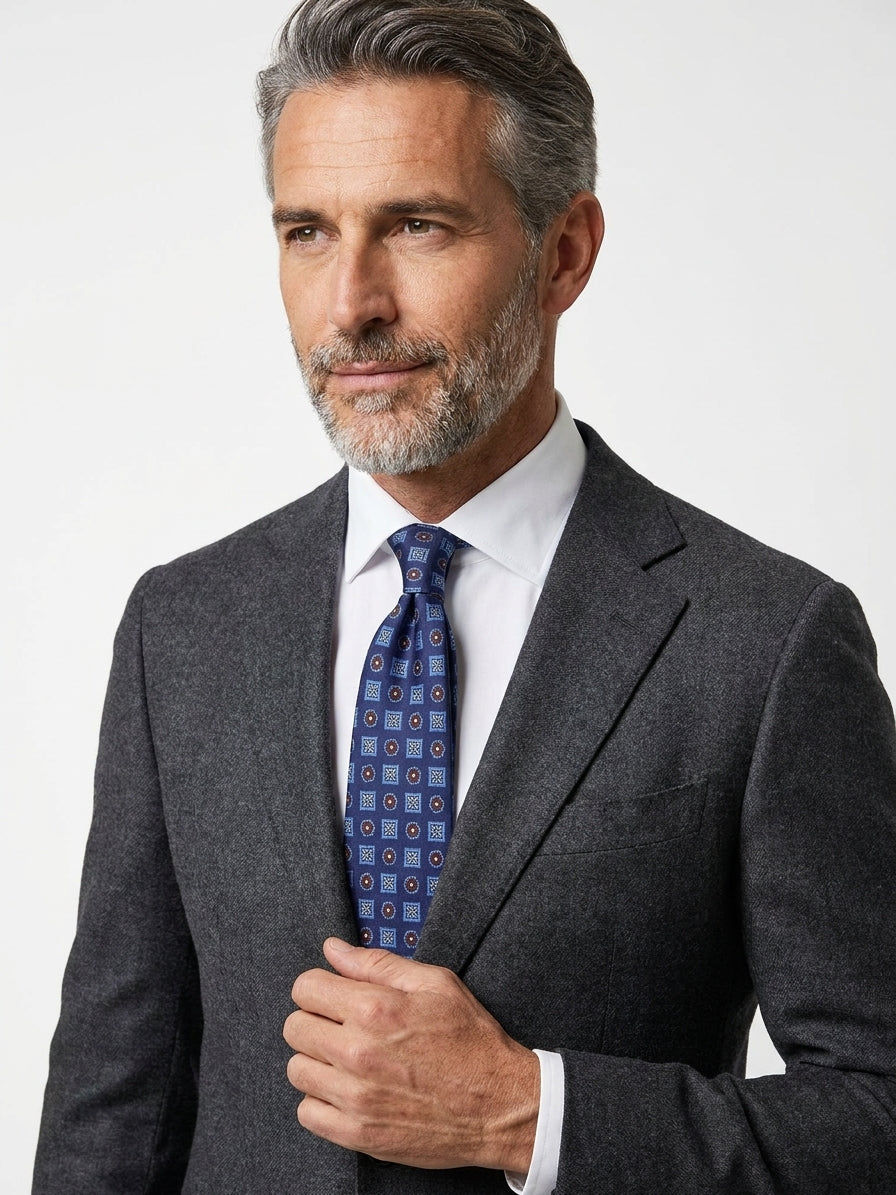 Cravatta 3 pieghe SALFRIEL in seta madder blu navy