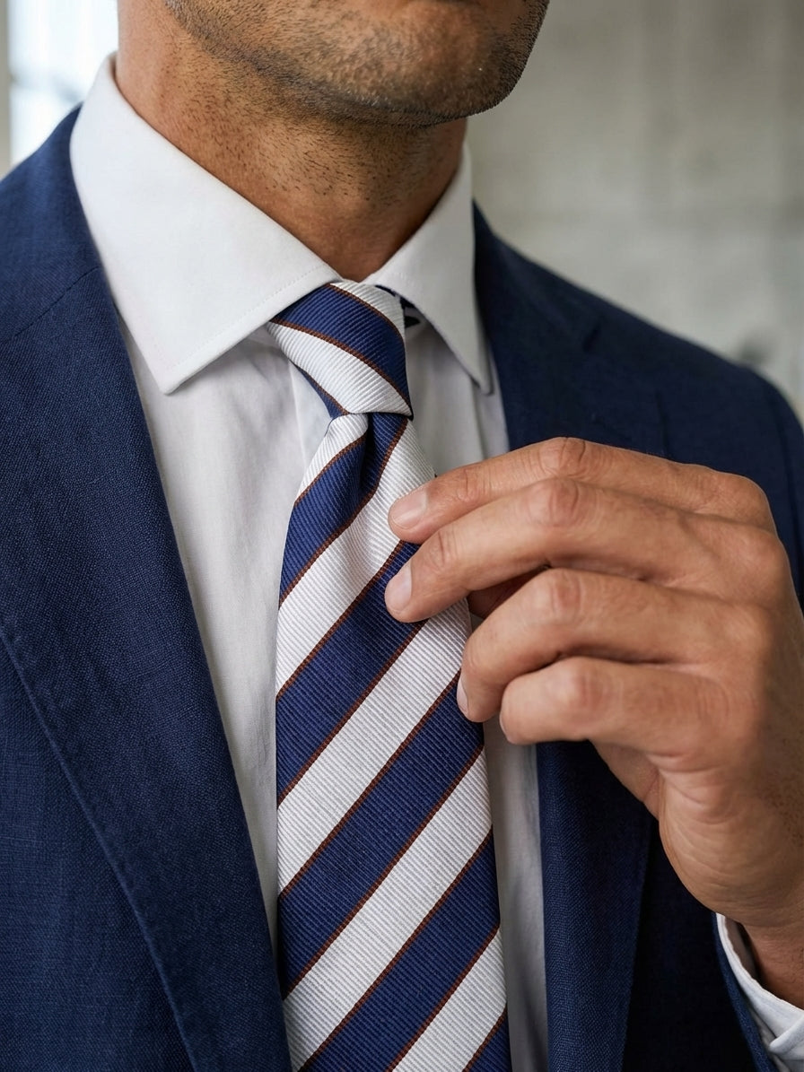 Cravatta 3 pieghe GOLDBERG in seta jacquard blu