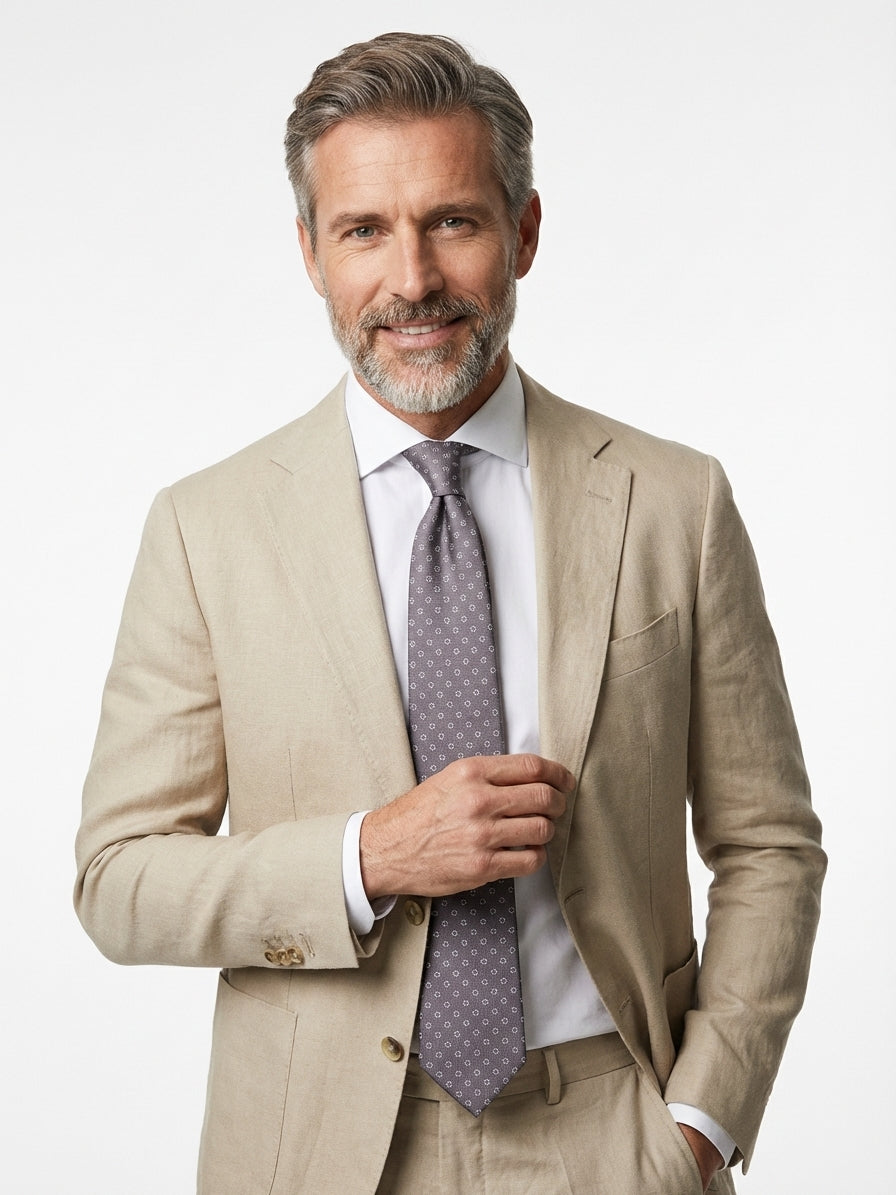 Cravatta 3 Pieghe grigio DAVIDE seta tessuta