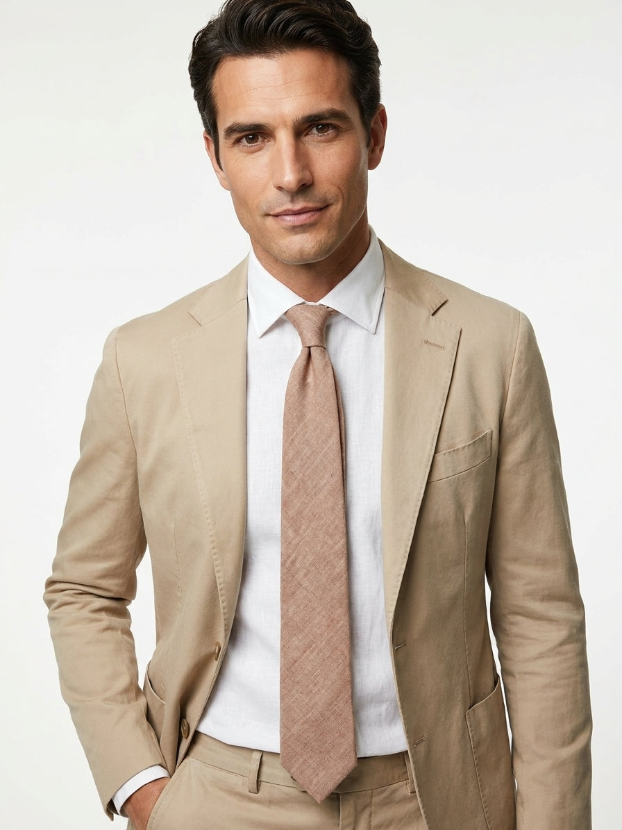 Cravatta 3 pieghe CARTIE seta\lino marrone chiaro
