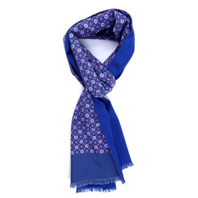 Foulard in pura seta stampata GOOD LUCK Blu/Verde