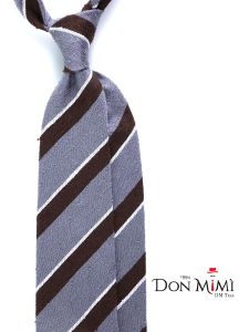 3 fold untipped necktie grey/brown in pure shantung silk BRISEIDE