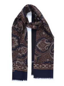 Wool/Silk double scarf MARVIK Brown/Black