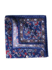 Pure printed silk pocket square ABSTRACT blue