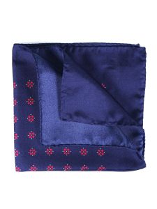 Pure printed silk pocket square ALLEN blue