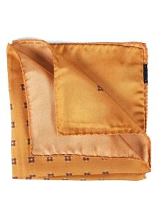 Pure printed silk pocket square ALLEN brown