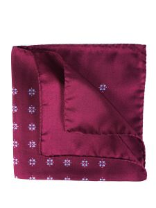 Pure printed silk pocket square ALLEN burgundy