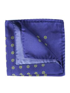 Pure printed silk pocket square ALLEN royal blue