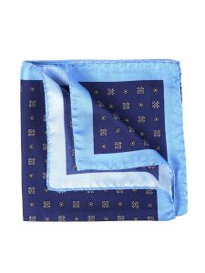 Pure printed silk pocket square AREDE blue