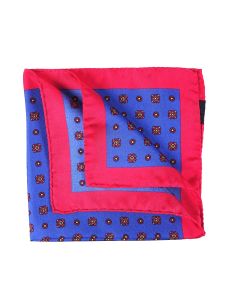 Pure printed silk pocket square AREDE royal blue