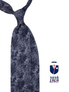 3 Fold tie AURORA in printed silk grey
