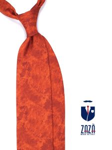 3 Fold tie AURORA in printed silk orange