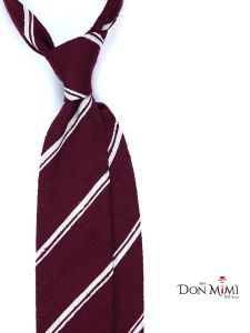 Untipped 3-fold necktie BIRTO 100% burgundy shantung silk