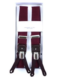 100% SHANTUNG silk braces with clip and laces FARMA - Burgundy