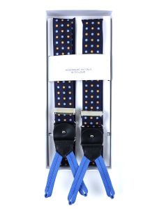 100% English printed silk braces with clip and laces MAFFEI Navy Blue