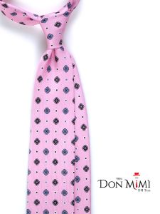 3 fold tie LOLITA in english printed silk Pink