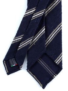 3 Untipped Fold tie FEBE in shantung silk Blue