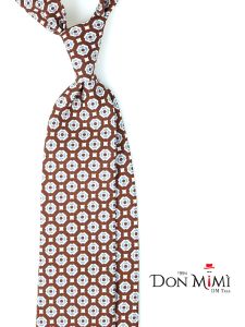 3 fold untipped necktie brown in pure printed silk BEREDICE