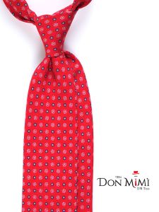 3 fold tie SAMMY in english printed silk Red