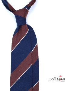 Untipped 3-fold necktie DEDALA 100% blue/brown shantung silk