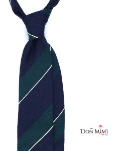 Untipped 3-fold necktie DEDALA 100% blue/green shantung silk