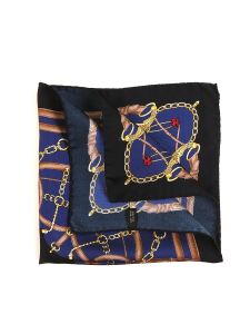 Blue 100% pure printed silk pocket square XL BUGS