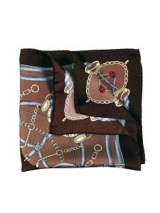 Brown 100% pure printed silk pocket square XL BUGS