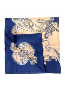 Foulard blue in printed silk LUCAS