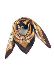 Foulard brown 70x70cm in printed silk ANGELS