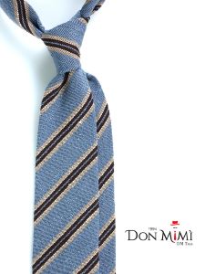 3 fold untipped necktie in pure shantung silk Sky blue GRANTA