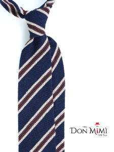 3 fold untipped necktie in pure shantung silk Navy blue GRANTA