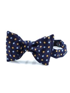 Pre tie bow tie english printed silk MAFFEI Navy Blue