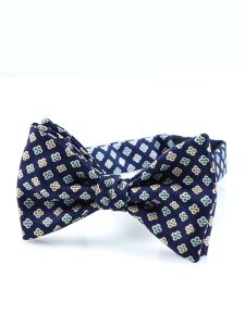 Pre tie bow tie english printed silk FANTE Blue Navy