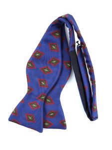 Self tie bow tie english printed silk Carmen Blue Avion