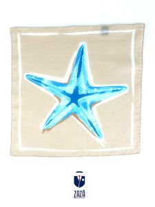 Beige linen pocket square STAR