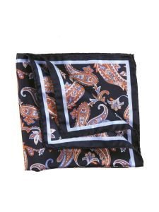 Blue100% pure printed silk pocket square IRENE