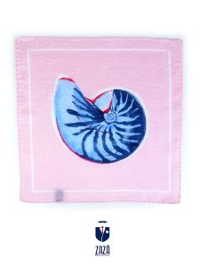 Pink linen pocket square NAUTILUS