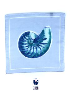 Sky blue linen pocket square NAUTILUS