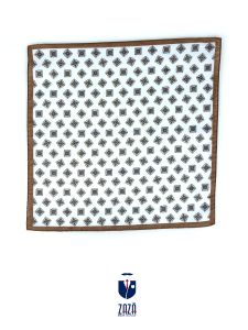 White/brown linen pocket square AMELIE