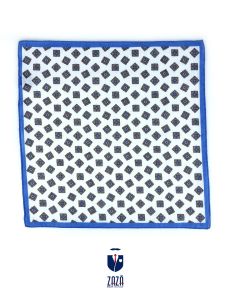 White/blue royal linen pocket square AMELIE