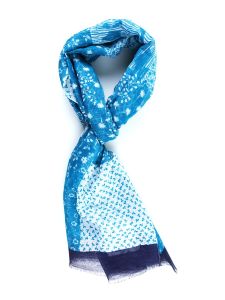 Cotton/linen scarf FLOWER Tourquoise