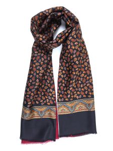 Wool/Silk double scarf BIORG Black/Red