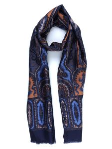 Wool/Silk double scarf AUBREY Blue/Blue