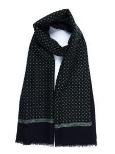 Wool/Silk double scarf ODDA Green/Black
